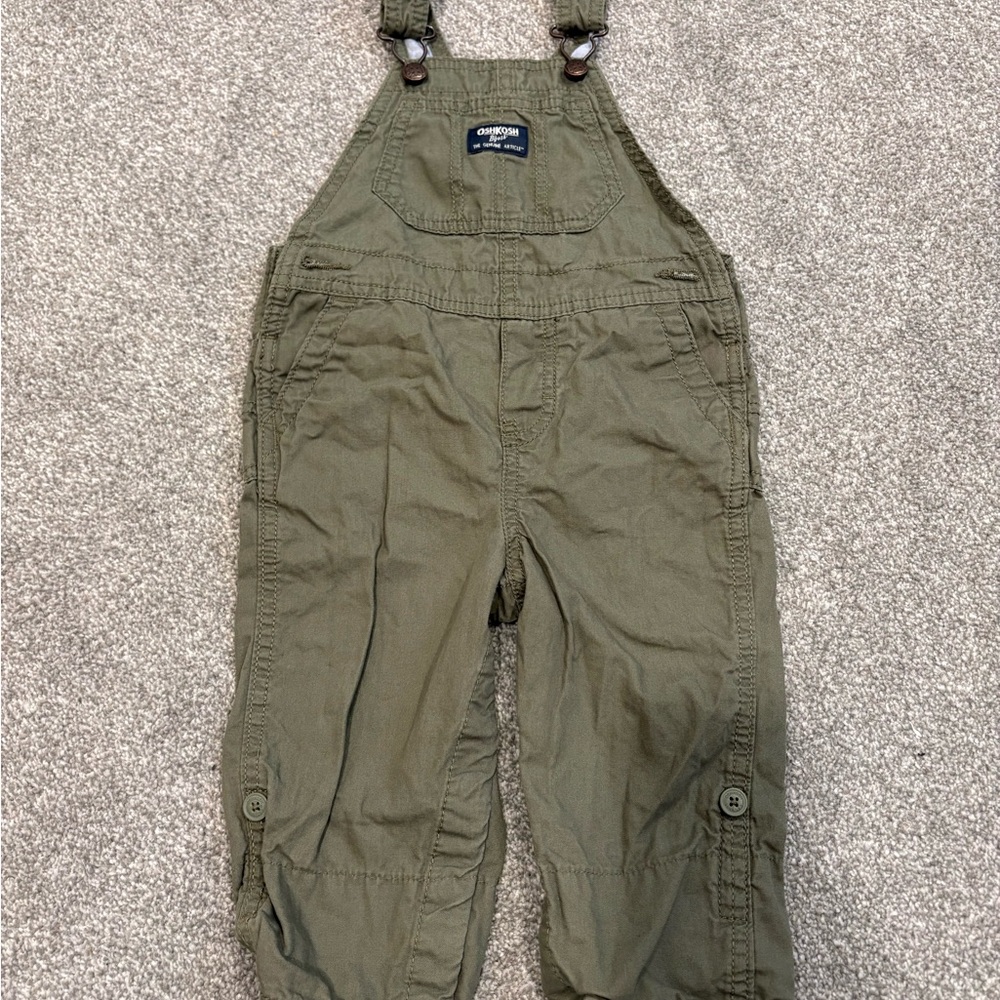 OshKosh B'gosh Olive Green Kids Toddler Cargo Overalls
